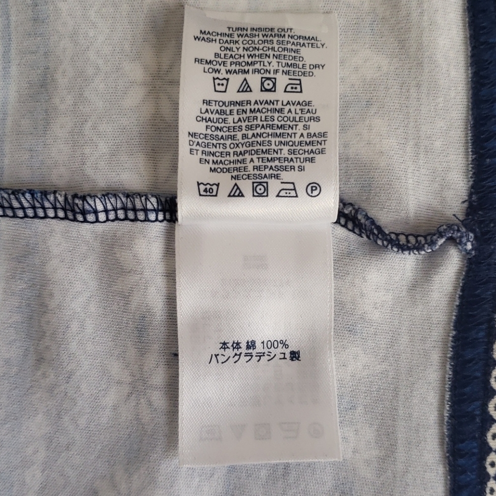 Lands' End Women's Blue White Floral Striped Top - Picture 8 of 9